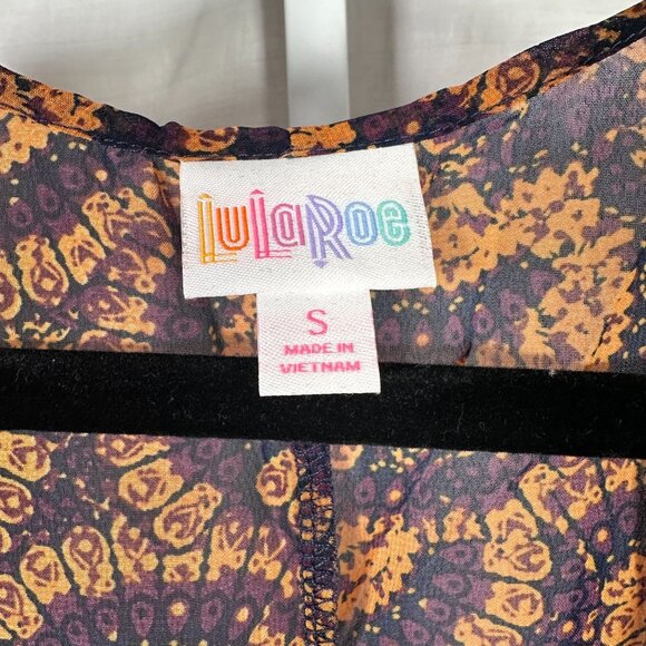 LuLaRoe LINDSAY Kimono Butterfly Wings Navy Blue Gold Yellow 3/4 Sleeves SMALL S - Picture 3 of 6